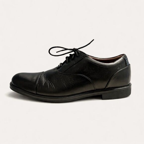Clarks 1825 Mens Black Leather Cap Toe Oxford Dress Shoes Size 10M Business